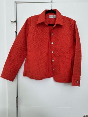 Chico's Quilted Jacket - Vibrant Coral Red